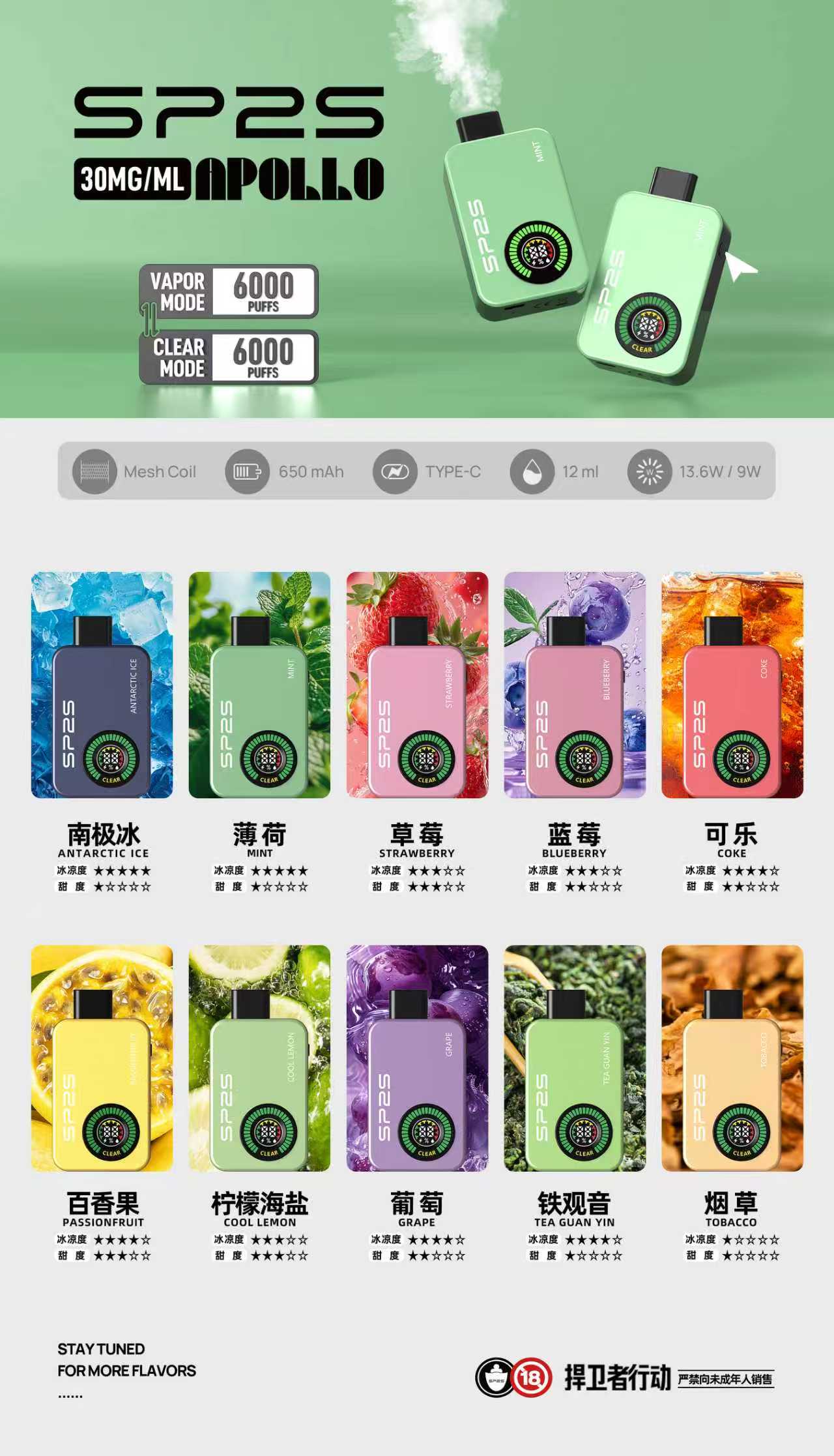SP2S 12000口拋棄式電子煙｜可充電設計・高續航大容量款